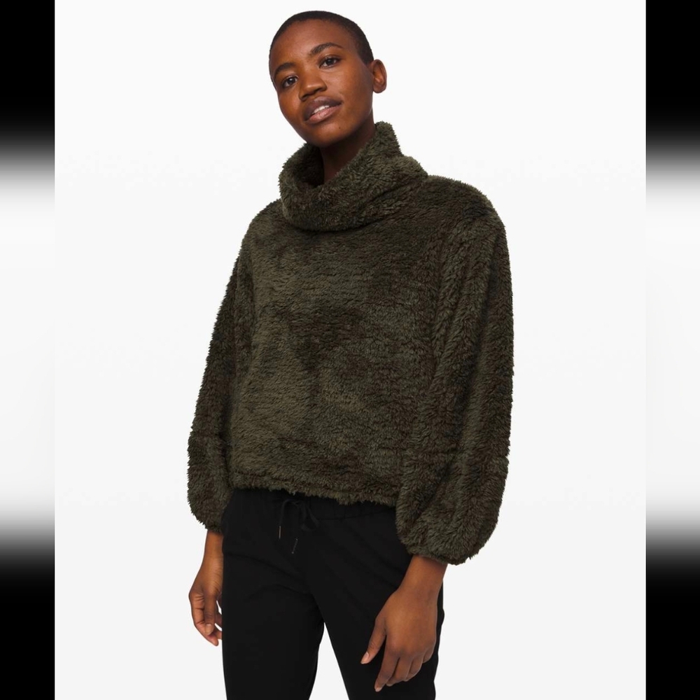 Lululemon Restore Warm Sherpa Fleece Pullover Dark Green Olive XS/S Small Fleece